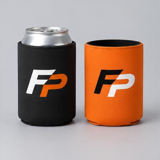 FyrePress logo concept on can coolers & sleeves