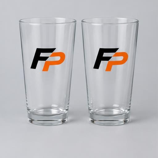 FyrePress logo concept on custom pint & glassware